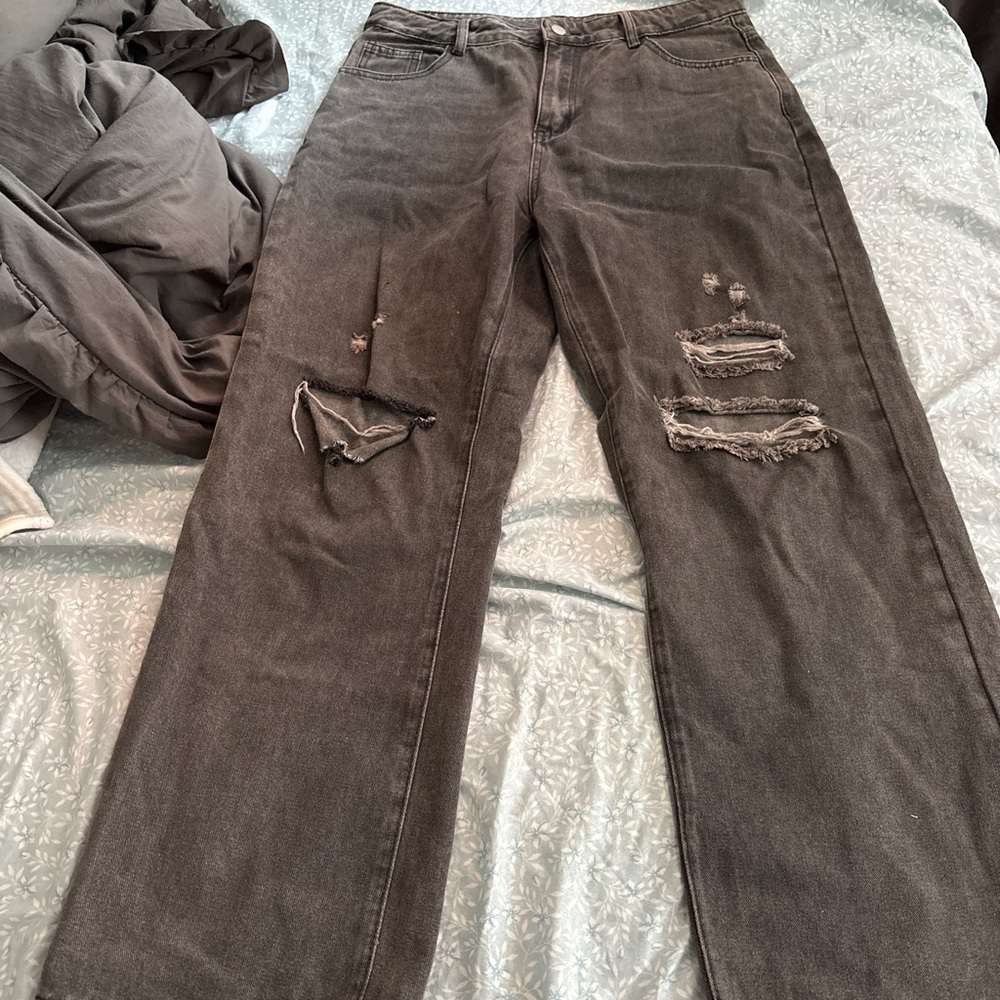 Distressed Gray Jeans